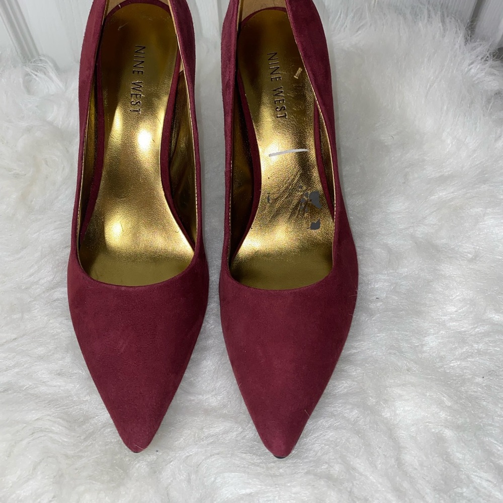 Nine West Wine Color Leather Heels Pumps